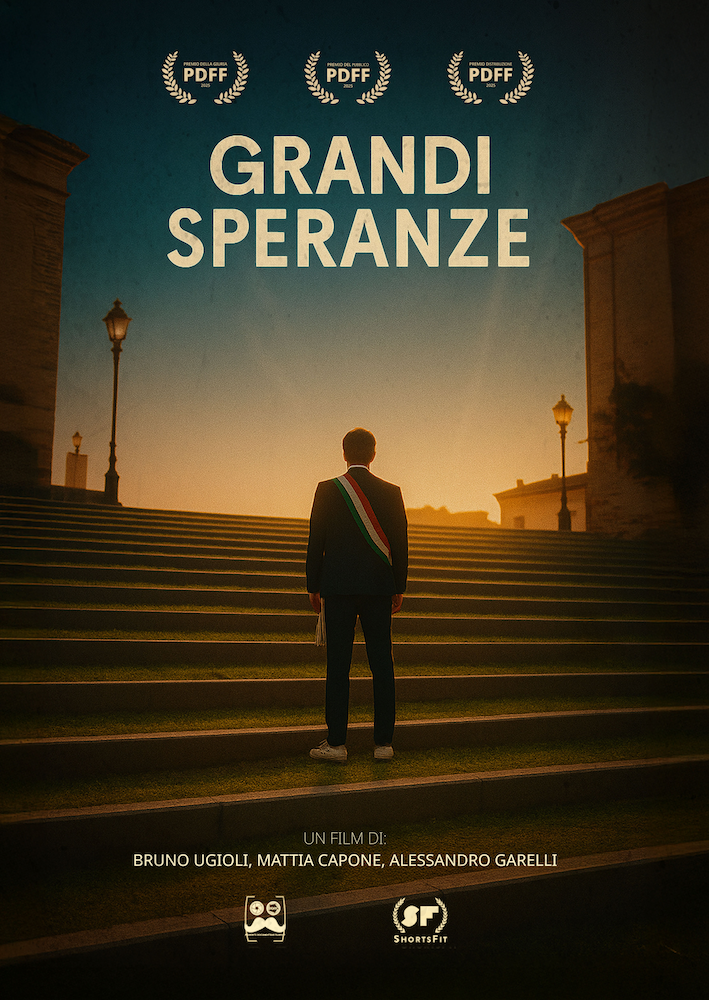 Poster of the mockumentary film Grandi Speranze di Bruno Ugioli, Mattia Capone e Alessandro Garelli. ShortsFit, ShortFits, Shortsfit distribucion, shortsfit distribution, distribucion de cortometrajes, distribuzione di cortometraggi, short film sales agent